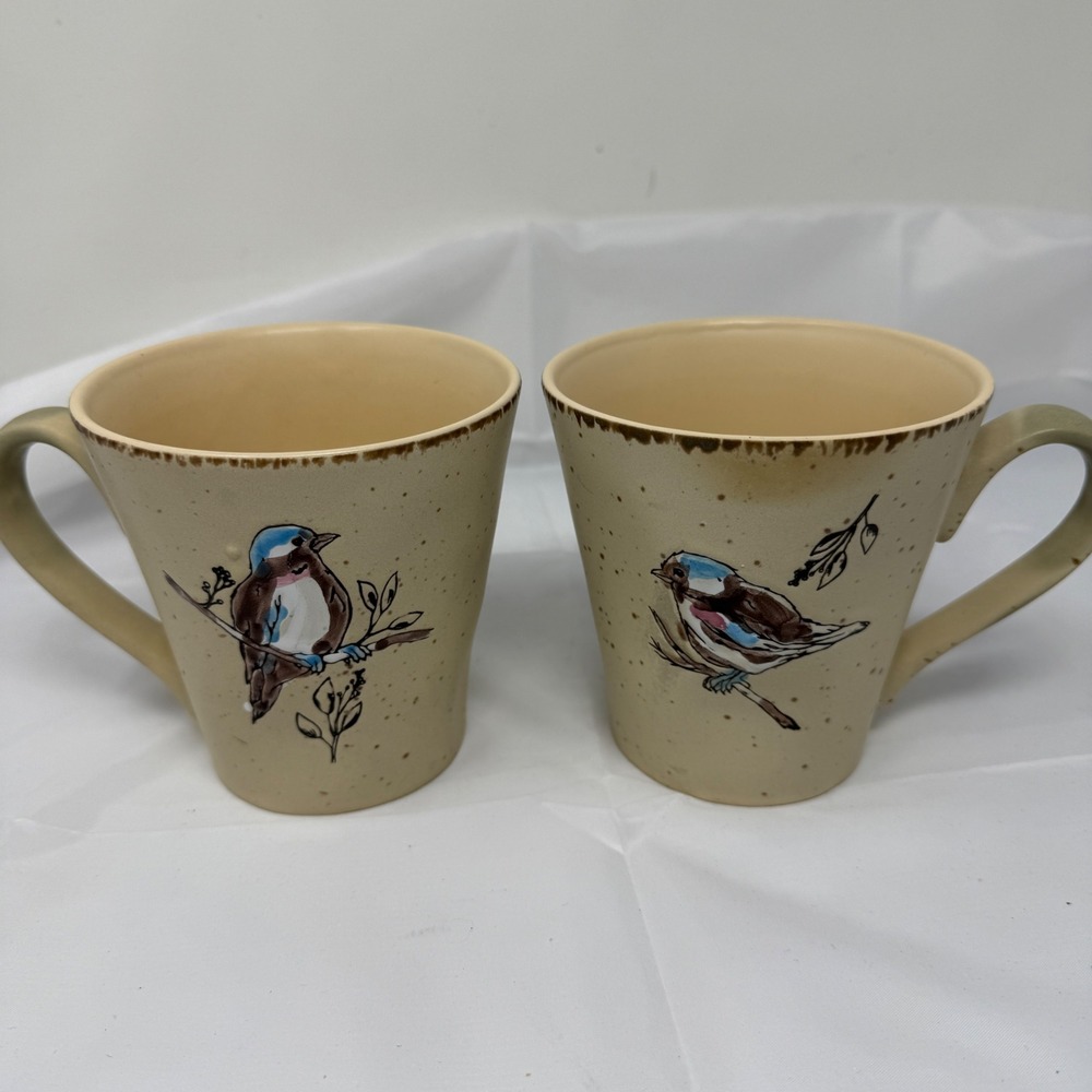 Set Of 2 InHomestylez 2020 16‎ Oz. Double Sided Embossed Bird Cup/Mug